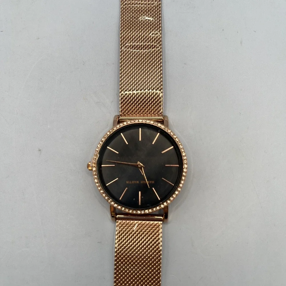 Hannah Martin Mesh Band Quartz Rhinestone Roman Numeral Dial Women's Wrist Watch
